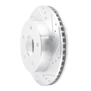 Dodge Ram 1500 Brake Rotor (1) - Front Right - R1 Concepts - Drilled & Slotted - Silver - `00-`01